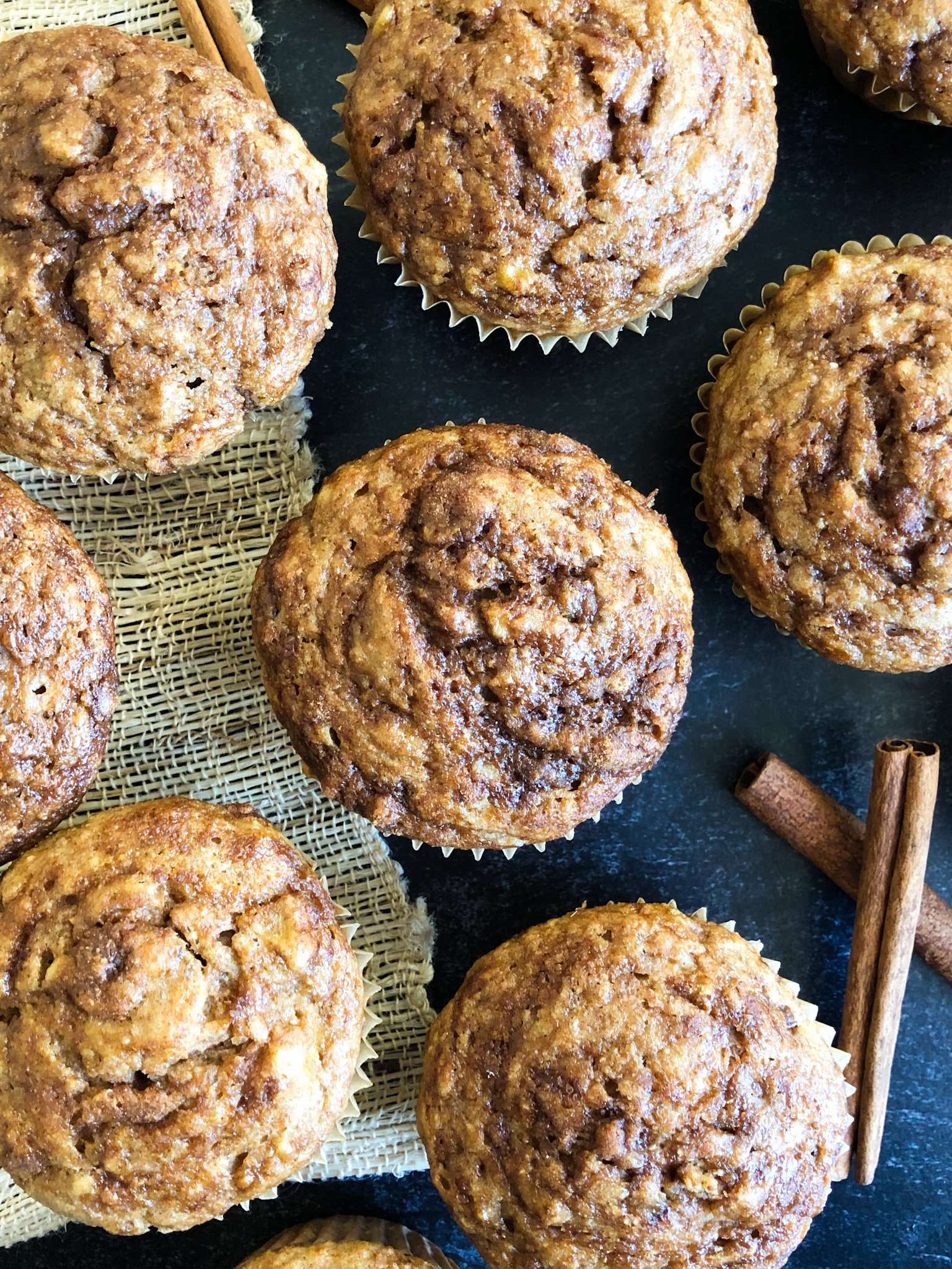 A lovely photo of Cinnamon Swirl Banana Muffins.