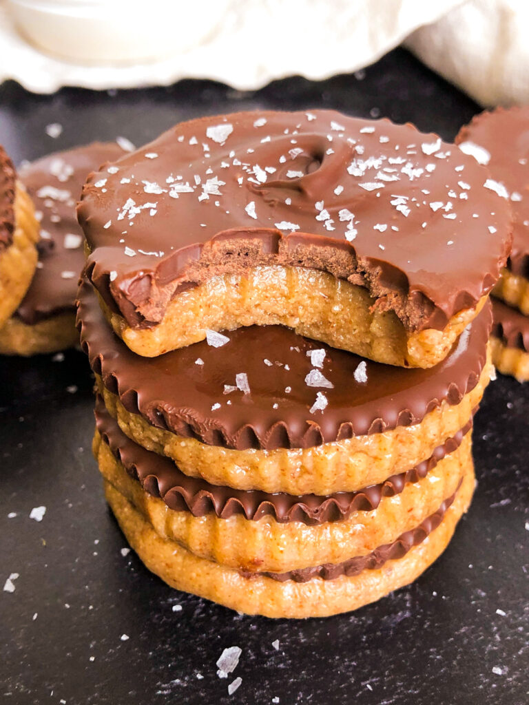 These almond butter cups are scrumptious! They are a lightly sweetened snack or dessert perfect for anybody who loves a salty treat. 