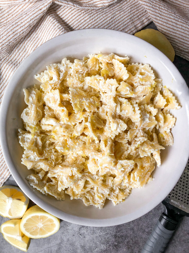 Photo of whipped feta lemon pasta.