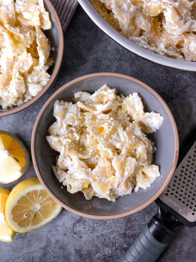 Photo of whipped feta lemon pasta.
