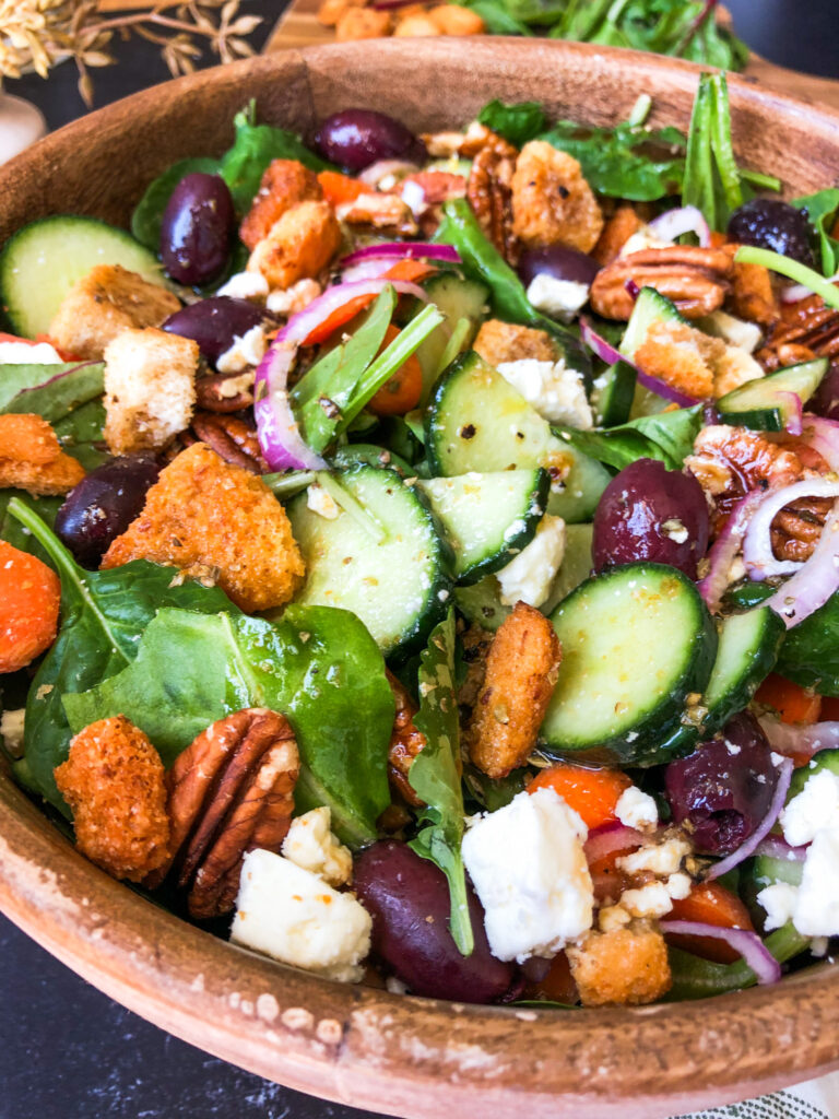 Greek Salad with Croutons & Toasted Pecans