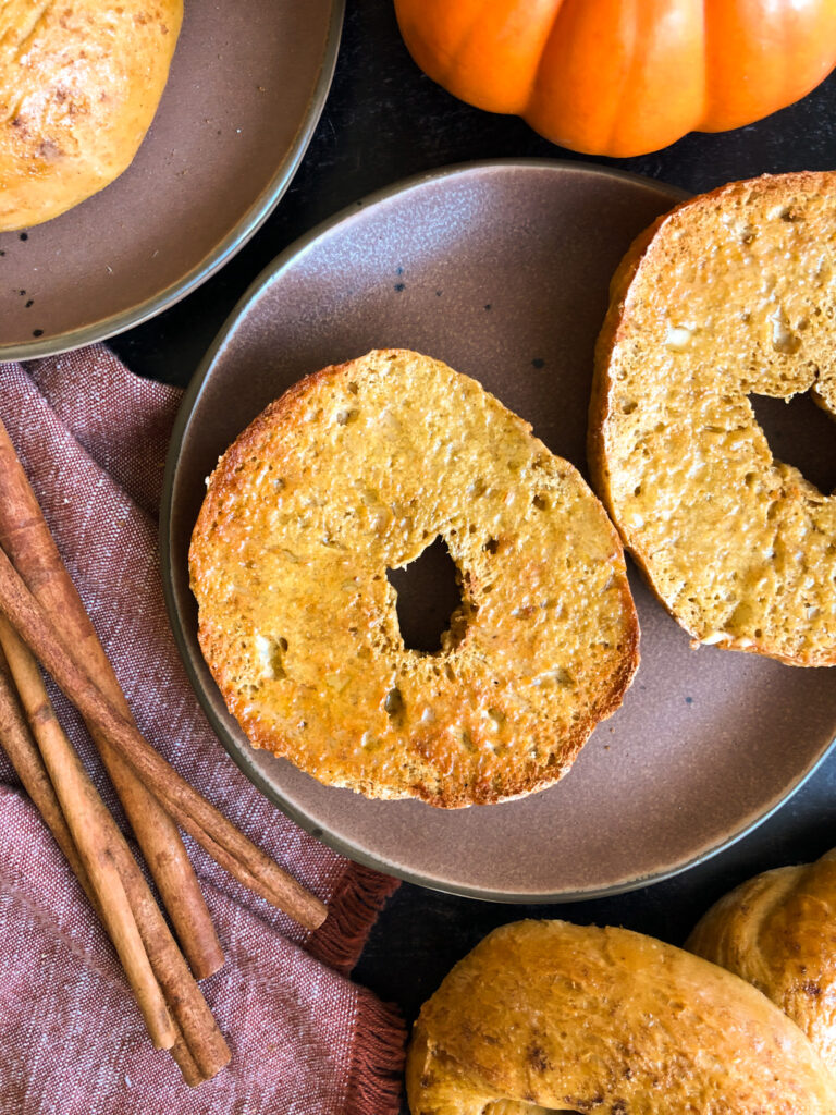Pumpkin Protein Bagels