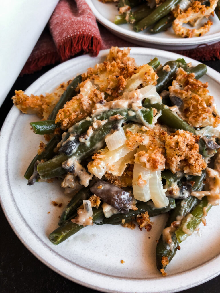 Healthy Homemade Green Bean Casserole from scratch by home-cooked living. Scratch made green bean casserole.