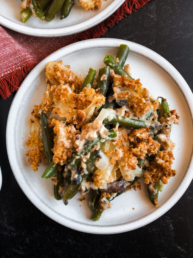 Healthy Homemade Green Bean Casserole from scratch by home-cooked living. Scratch made green bean casserole.