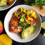 Chili lime salmon bowls with mango salsa