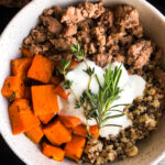 Ground Lamb Nourish Bowls with Garlic Herb Sweet Potato