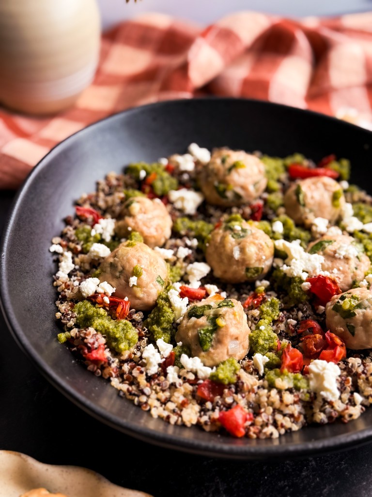 Turkey Meatball Bowls with Pesto 