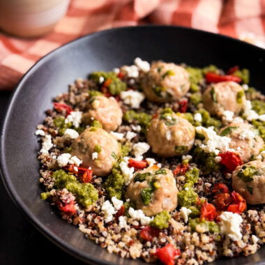 Turkey Meatball Bowls with Pesto