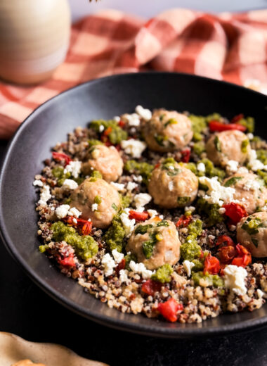 Turkey Meatball Bowls with Pesto