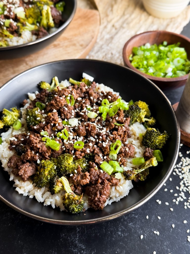 Korean Beef Bowls with Roasted Broccoli