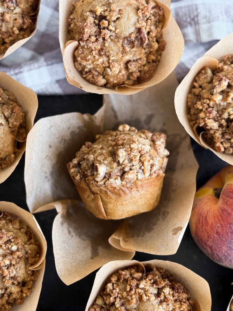 Peach Muffins with Pecan Crumble