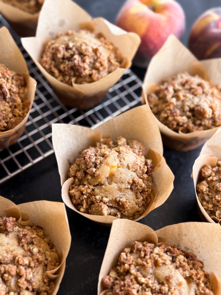 Peach Muffins with Pecan Crumble