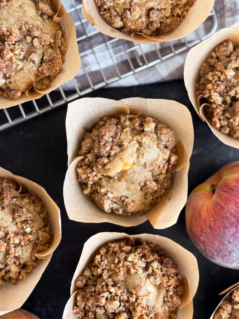Peach Muffins with Pecan Crumble