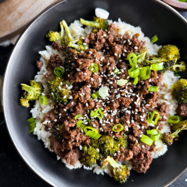 Korean Beef Bowls with Roasted Broccoli