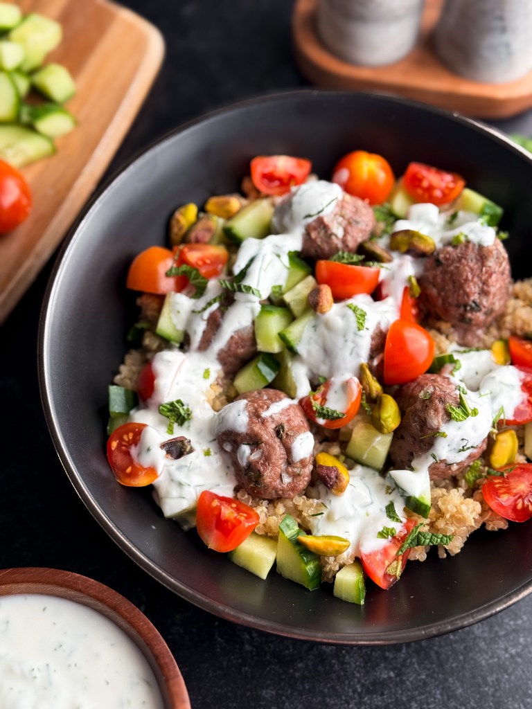 Minted Lamb Meatball Bowls