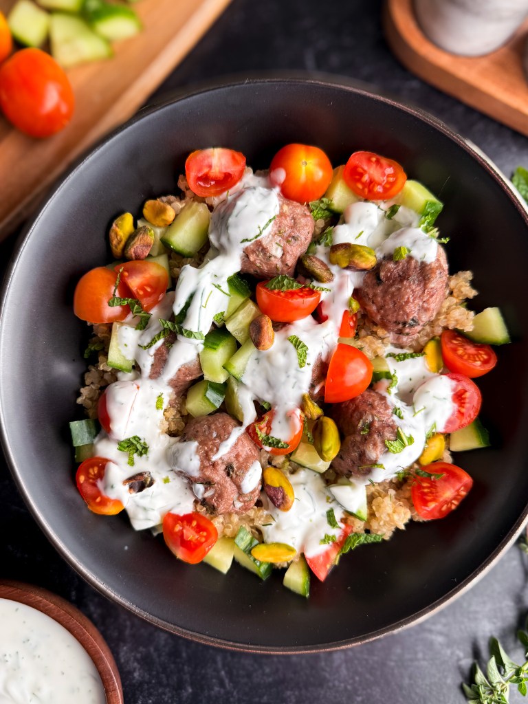 Minted Lamb Meatball Bowls
