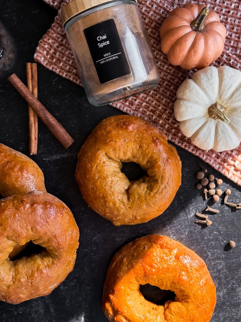 Pumpkin Chai Protein Bagels | Wholesome Fall Breakfast with Real Pumpkin & Warm Spices