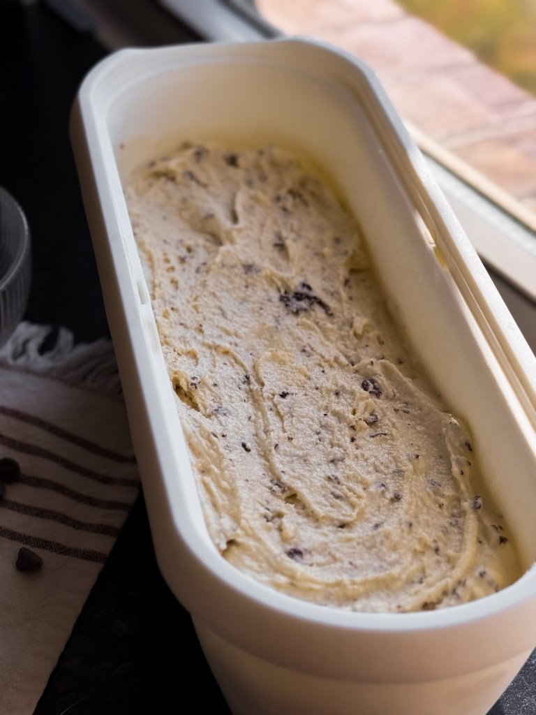 Healthy Mint Chip Ice Cream (with fresh mint leaves)