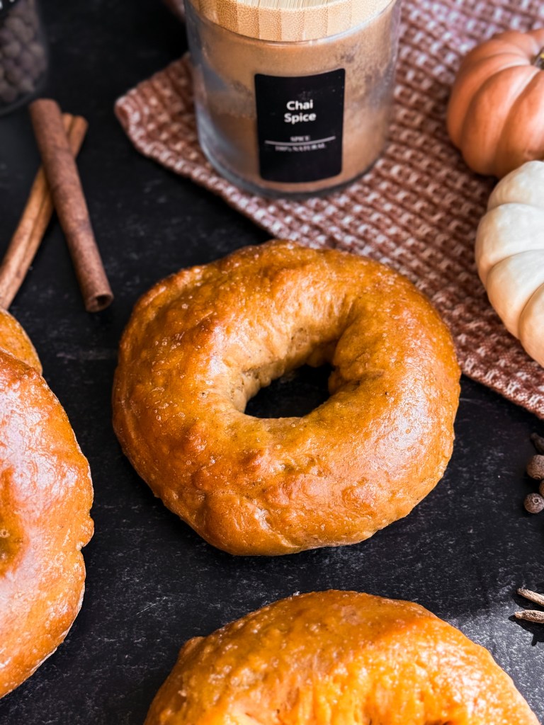 Pumpkin Chai Protein Bagels | Wholesome Fall Breakfast with Real Pumpkin & Warm Spices