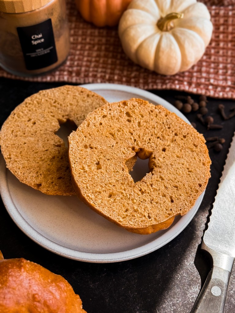 Pumpkin Chai Protein Bagels | Wholesome Fall Breakfast with Real Pumpkin & Warm Spices