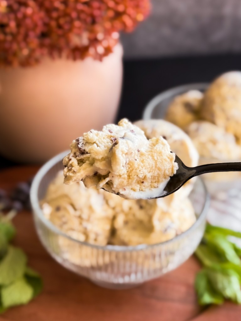 Healthy Mint Chip Ice Cream (with fresh mint leaves)