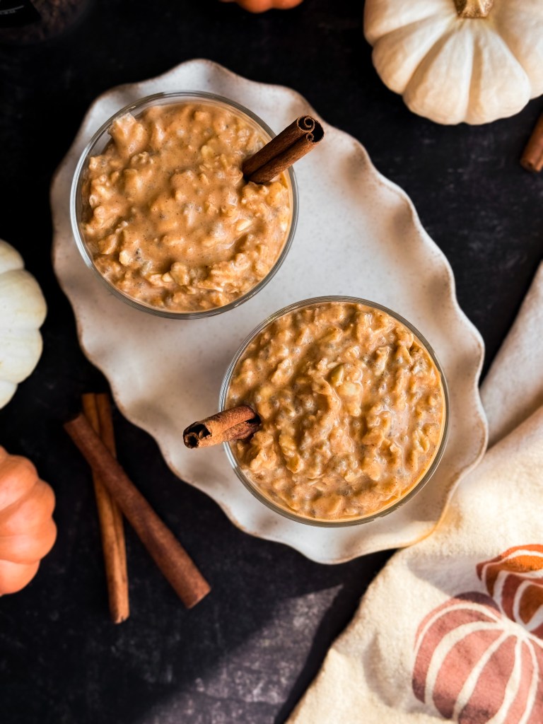 Overhead view of Pumpkin Pie Overnight Oats