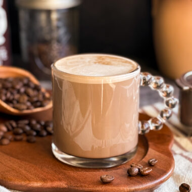 Healthy Hot Mocha Latte with Chocolate Date Syrup