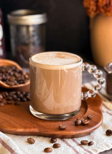Healthy Hot Mocha Latte with Chocolate Date Syrup