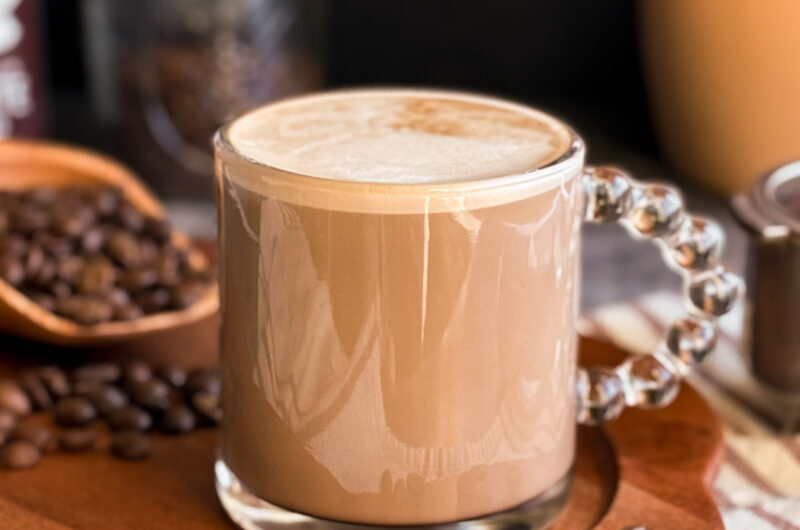 Healthy Hot Mocha Latte with Chocolate Date Syrup