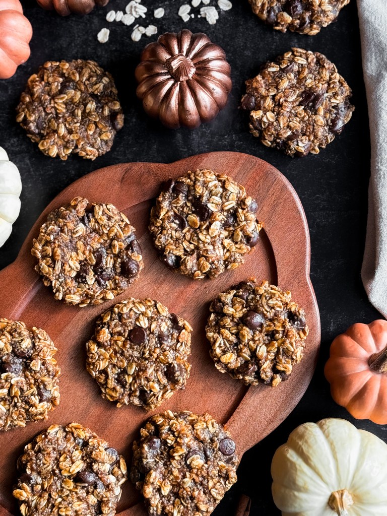 Far away view of Pumpkin Oat Breakfast Cookies aka THE BEST Pumpkin Breakfast Cookies! Created by home-cooked living, a healthy recipe website.
