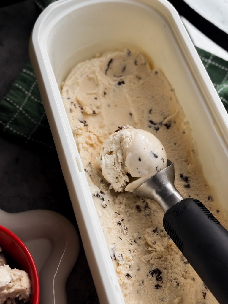 A healthy recipe for Peppermint Ice Cream that is naturally sweetened and has no dyes. It's sweetened with maple syrup, has real peppermint extract, and delicious chocolate chips. It's the best homemade peppermint ice cream! Recipe is created by home-cooked living.