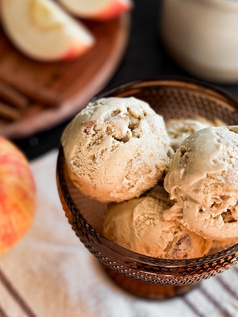 Maple Cinnamon Apple Ice Cream with fresh apple chunks