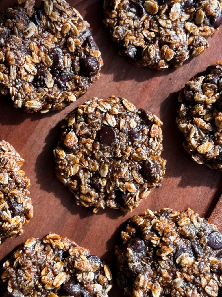 Top view of Hearty Pumpkin Oat Cookies aka THE BEST Pumpkin Breakfast Cookies! Created by home-cooked living, a healthy recipe website.