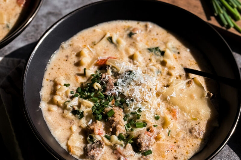 White Lasagna Soup created by Christine Manes, owner of Home-Cooked Living, which is a healthy recipe website.