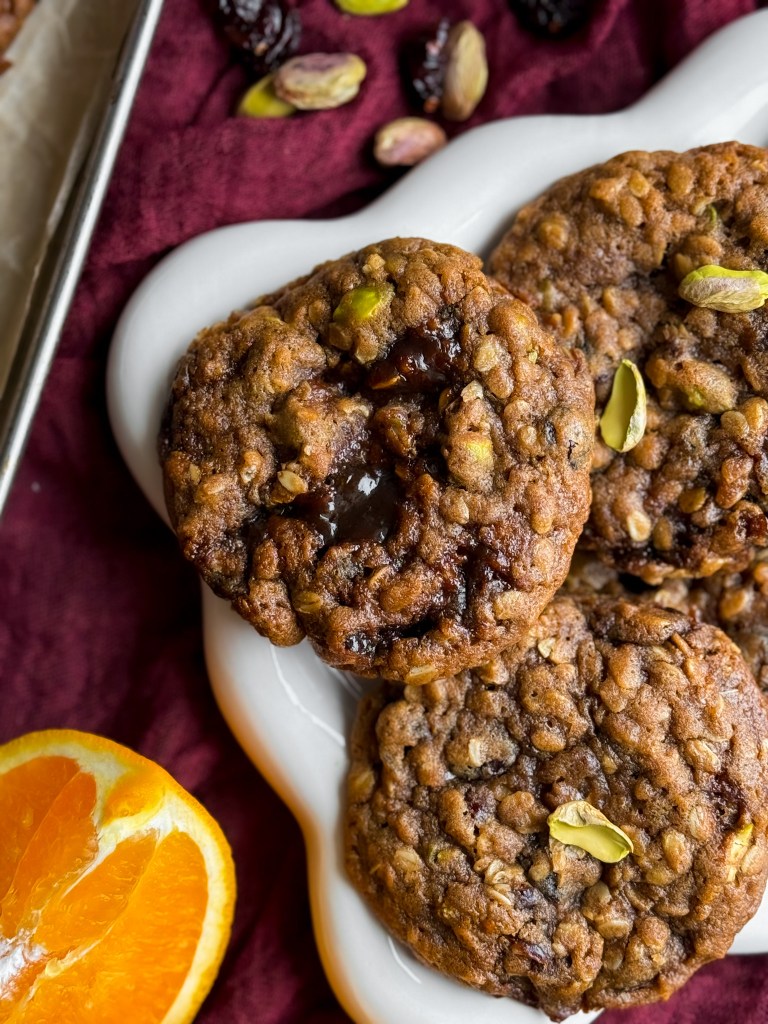 Christmas Oatmeal Cookies with homemade toffee. 