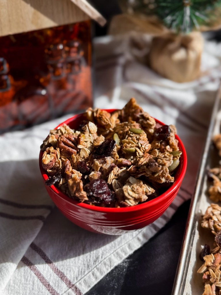 A healthy Christmas Granola recipe - perfect for gifting for the holidays.
