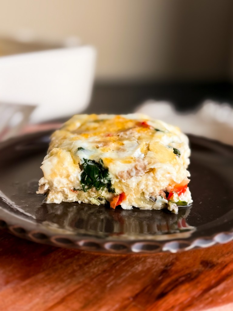 easy egg white breakfast casserole - a high-protein meal prep breakfast idea.