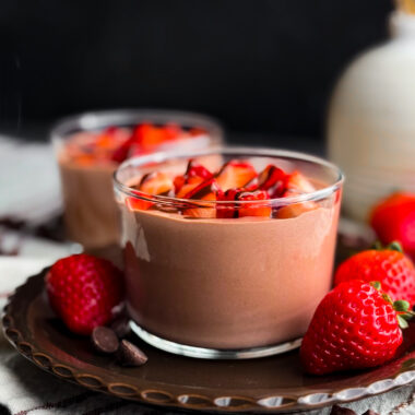 Cover photo for a healthy, high-protein, super easy, incredibly creamy chocolate pudding made with cottage cheese - you will love this Healthy Chocolate Protein Pudding!