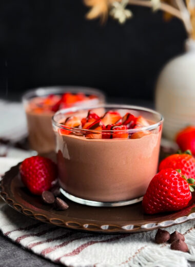 Cover photo for a healthy, high-protein, super easy, incredibly creamy chocolate pudding made with cottage cheese - you will love this Healthy Chocolate Protein Pudding!
