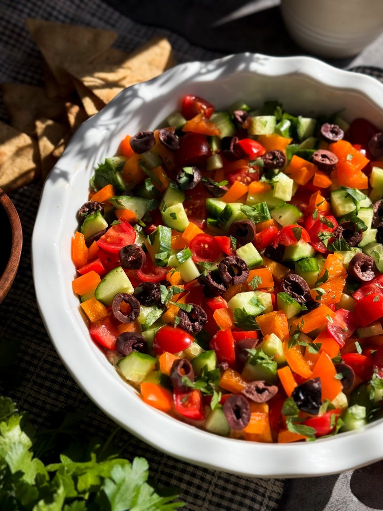 This Loaded Hummus is perfect for the Super Bowl as a healthy appetizer.