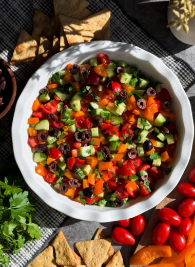 The best Loaded Hummus on the internet! It's bright, refreshing, and so delicious.